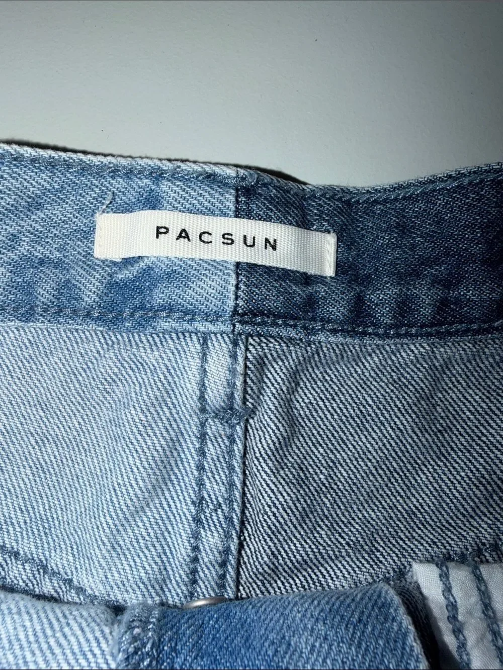 PACSUN 25 Vintage Two Tone Medium Light Wash Fringe Raw Hem Denim Jeans